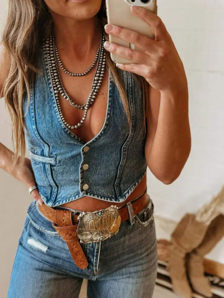 Sleeveless Denim Vest
